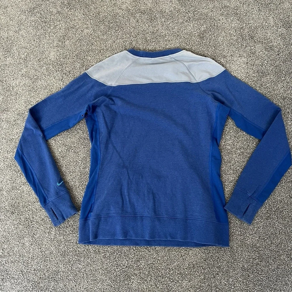 Nike Dri-FIT Sweatshirt Blue Crewneck Pullover Zipper Pockets Womens L